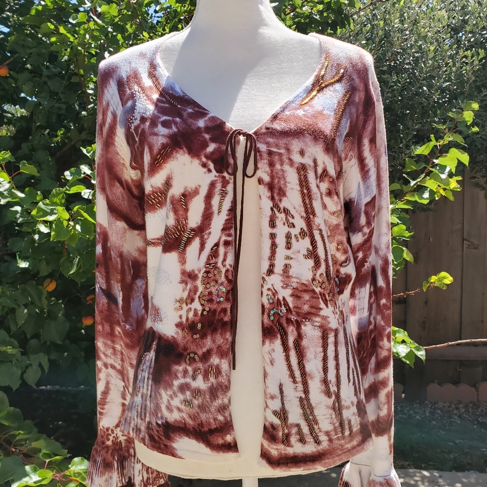 Alberto Makali open cardigan w/chiffon sleeves XL